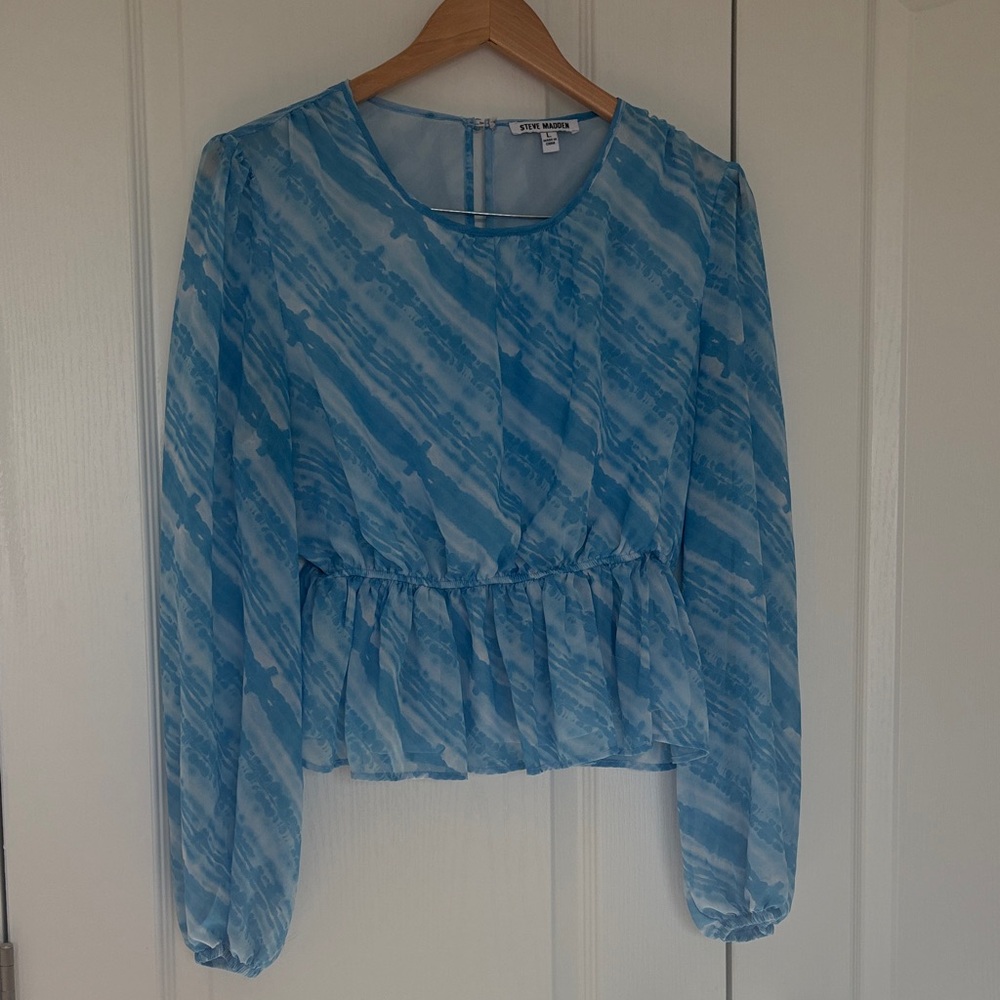 Steve Madden Blue Patterned Blouse